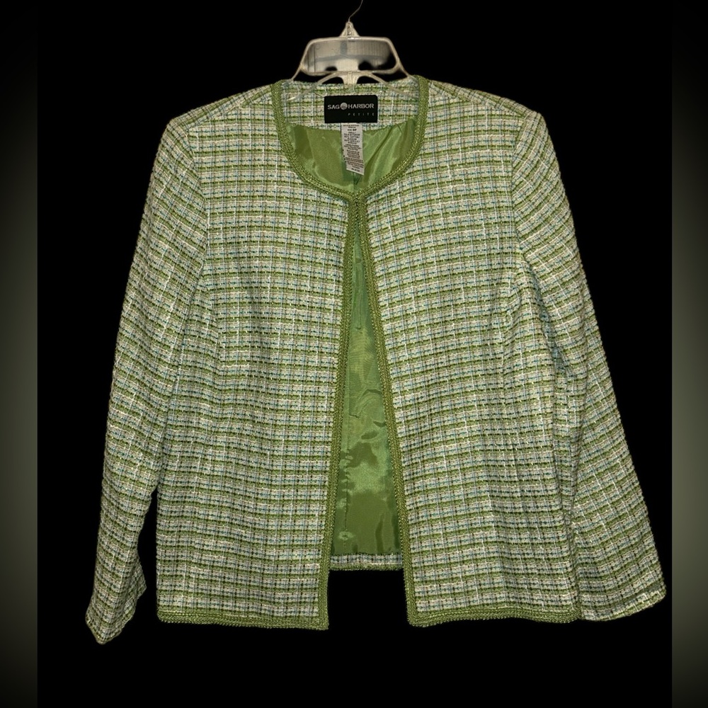Vintage Style Green Tweed Women's Blazer - 8P